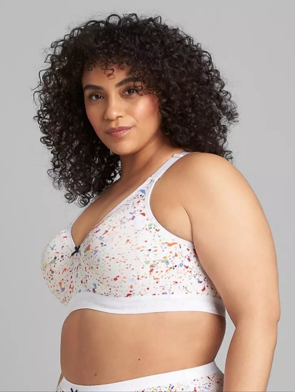 Cacique Cotton Unlined No-wire Full Coverage Bra Rainbow Strappy Back Size 42D